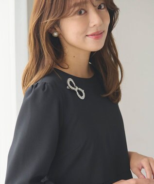 Feroux リボンビジュー ブローチ シルバー系