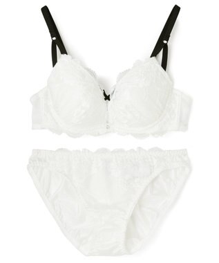 San-ai Resort（三愛水着楽園） 【WEB限定】【プチプラブラセット】純欲カラーヌーディーレーシーストリングブラ＆ショーツセット 【northerly】 WH×BK