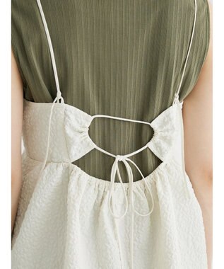 Green Parks ・ＥＬＥＮＣＡＲＥ　ＤＵＥ　フクレジャカードキャミソール Ivory