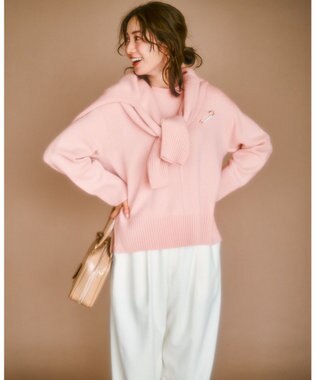 23区 S 【洗える】カシミヤブレンド ハイネック ニット ピンク系