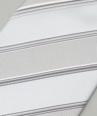 GOTAIRIKU 【WEAR BLACK】フォーマル用_ストライプ ネクタイ シルバー系1