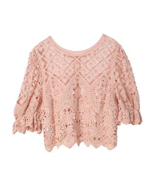 Green Parks ・ＳＵＧＡＲ　ＳＰＯＯＮ　２ｗａｙクロシェカーディガン Pink