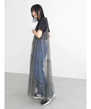 Green Parks ・ＥＬＥＮＣＡＲＥ　ＤＵＥ　２ｗａｙチュールキャミワンピ Charcoal Gray