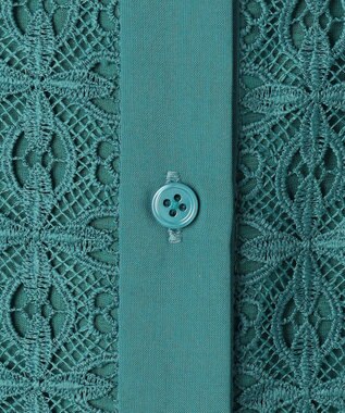 自由区 S ジオメトリックレース ブラウス ターコイズ