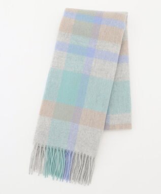 ANY SIS ウールニュアンス ストール ライトブルーチェック系