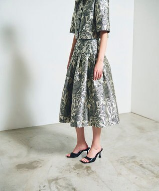 GRACE CONTINENTAL ボタニカルジャガードスカート キナリ