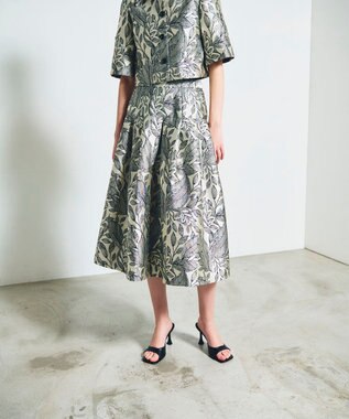 GRACE CONTINENTAL ボタニカルジャガードスカート キナリ