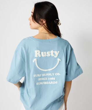 OP／FILA 【RUSTY】ニコちゃん×刺しゅう半袖Tシャツ ブルー