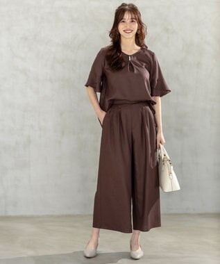 ANY SIS L 【接触冷感・UVカット・速乾】スムージーポリエステルタックフレア パンツ 【WEB限定】ブラウン