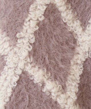 earth music&ecology シャギーダイヤ柄ショートニットカーディガン Pink