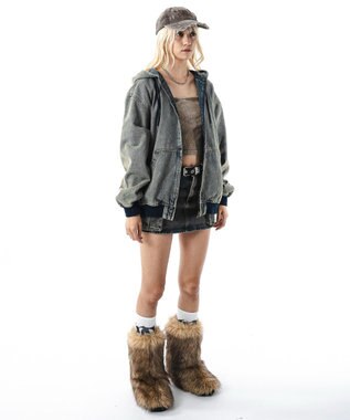 WEGO 【ユニセックス着用ITEM】フードデニムブルゾン デニム淡加工色