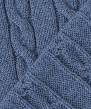 組曲 【ビジューボタン付き】SOBANE ケーブルプルオーバー ニット ブルー系
