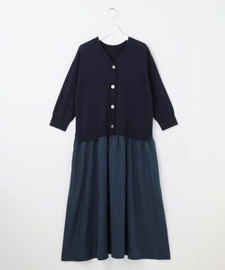 自由区 L 【人気異素材コンビの最新作・前後着用可】タフタコンビ ワンピース