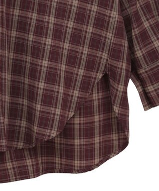 earth music&ecology フーディーチェックシャツ Bordeaux