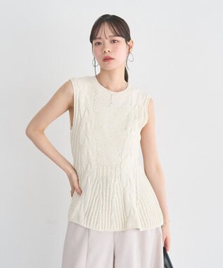 earth music&ecology フレアニットベスト Ivory