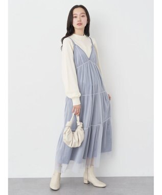 earth music&ecology ＳＥＴ２点ティアードペチドレス＋チュールワンピース Blue