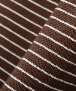 earth music&ecology ゴールドボタンボーダーカーディガン Brown