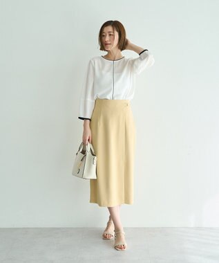 YECCA VECCA 配色パイピングブラウス Off White