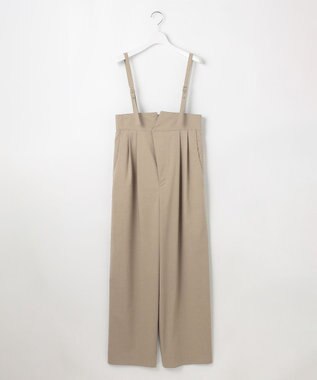 23区 L 【GOLD LABEL】クリスピーリネンストレッチ サスペンダーパンツ ブラウン系