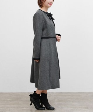 TOCCA 【WEB限定カラー有り】【消臭】MILKY PUFF リボンウールコート チャコールグレー系