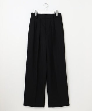 23区 【エステータ】ウールリネン タックワイドパンツ ブラック系