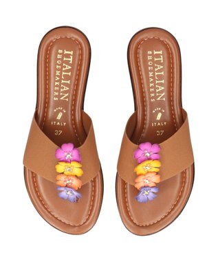 INTER-CHAUSSURES 【ITALIAN SHOEMAKERS】センターフラワートングサンダル ブラウン