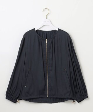 ANY SIS S 【接触冷感・速乾・UVカット】ツヤテロギャザー ブルゾン ネイビー
