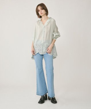 GRACE CONTINENTAL ヘムレースギャザートップ ライトグリーン