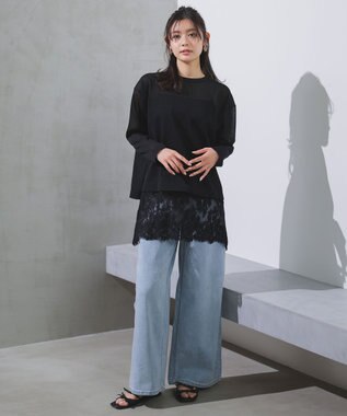 UNFILO シアーフォルムニット クルーネック ブラック