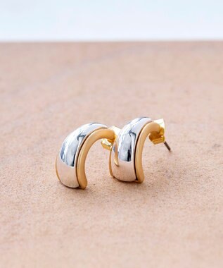 Tiaclasse メタルコンビラインピアス シルバー×ゴールド