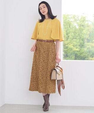 自由区 YONEZAWAレーシージャガード スカート ブラウン系