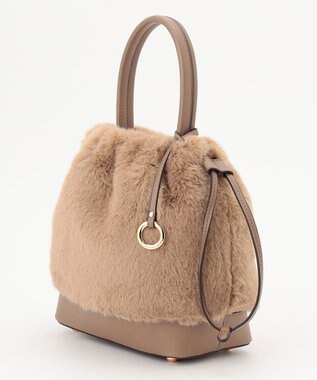 組曲 ファーバケットコンビ バッグ ベージュ系