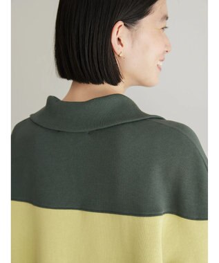 AMERICAN HOLIC ハーフＺＩＰ配色切り替え裏毛チュニック Khaki