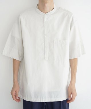  【UNISEX】COTTON PAPER POPLIN BAND COLLAR PULLOVER シャツ