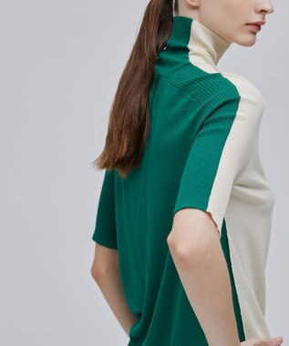 BEIGE， JULIE / 半袖ニット Mint x Slate