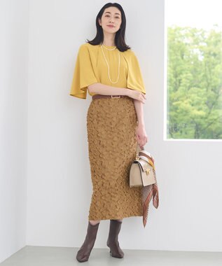 自由区 YONEZAWAレーシージャガード スカート ブラウン系