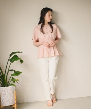 #Newans 【ANSWER for シンプルベーシック】スリットスリーブペプラムブラウス ピンク系