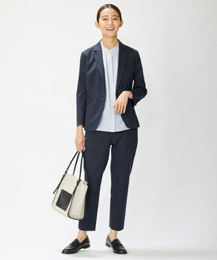 J.PRESS LADIES 【洗える・撥水・防汚】コットンFITTYシャーク テーパード パンツ ネイビー系