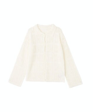 earth music&ecology メッシュレース襟付きカーディガン Off White