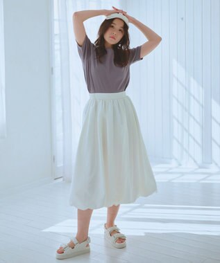 Feroux チュールレイヤード バルーンスカート ホワイト系