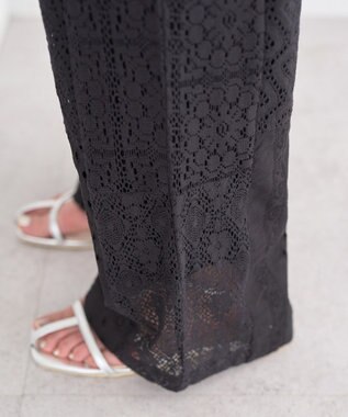 earth music&ecology 【セットアップ対応】【WEB・一部店舗限定】パッチワークレースパンツ Black