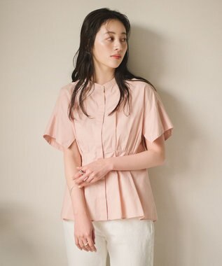 #Newans 【ANSWER for シンプルベーシック】スリットスリーブペプラムブラウス ピンク系