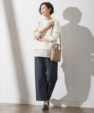 J.PRESS LADIES L ニットコンビ カットソー アイボリー系