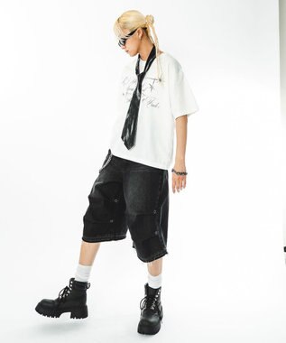 WEGO 【ユニセックス着用ITEM/MLサイズ展開】クロップドグラフィックT（SS） ホワイト