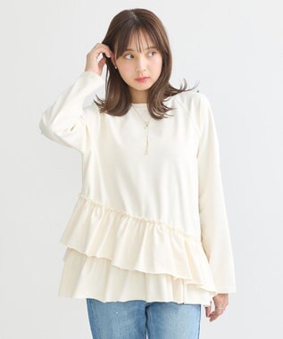 earth music&ecology フリルヘムプルオーバー Ivory
