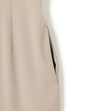 BEIGE， 【洗える・L-size】CINDY / クルーネックノースリーブワンピース Taupe × White