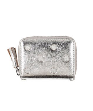 UNBILLION ペルケ perche / ドット刺繍ジャバラチャームウォレットショルダー シルバー