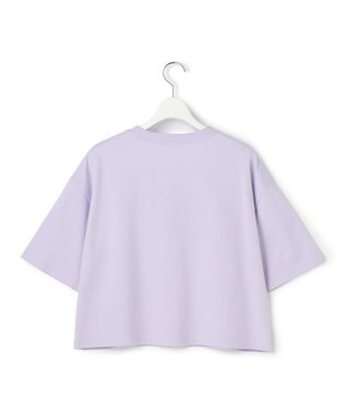 23区 【SLOW/一部店舗限定】ヴィンテージライクジャージー クロップド ロゴ Tシャツ ラベンダー×オフホワイト
