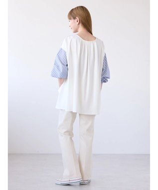 AMERICAN HOLIC 異素材バックタックドッキングプルオーバー Stripe