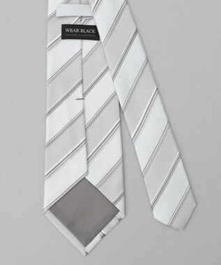 GOTAIRIKU 【WEAR BLACK】フォーマル用_ストライプ ネクタイ シルバー系1